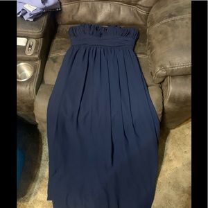 Navy strapless dress